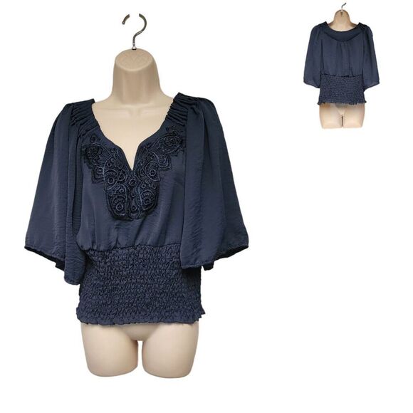 XOXO Women Tops Summer Elastic Waistband Crochet Boho Sleeves Size M - Picture 1 of 10